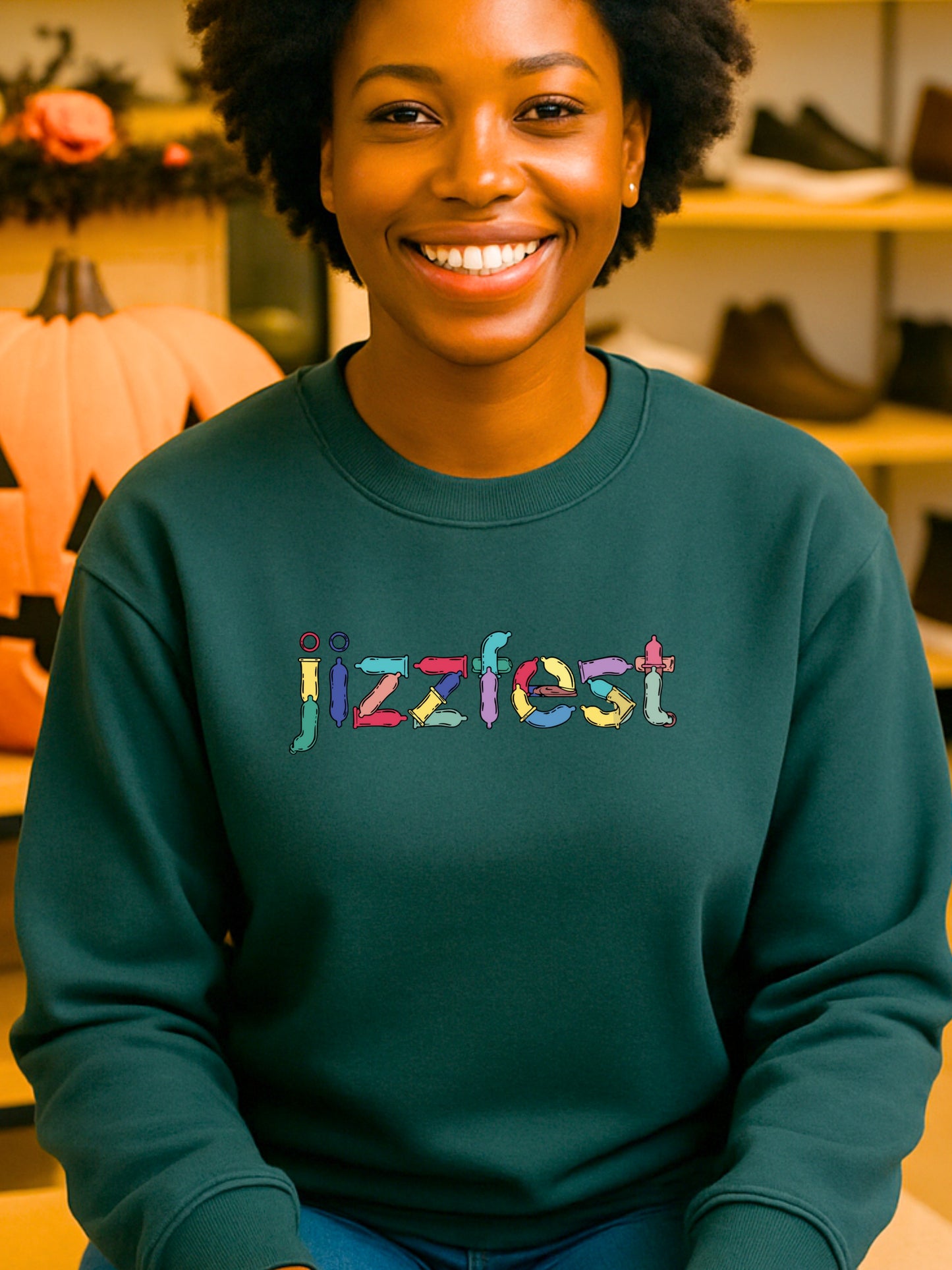 Jizzfest Sweatshirt | Condom Typography Funny Adult Party Graphic | Gildan Softstyle® 18000