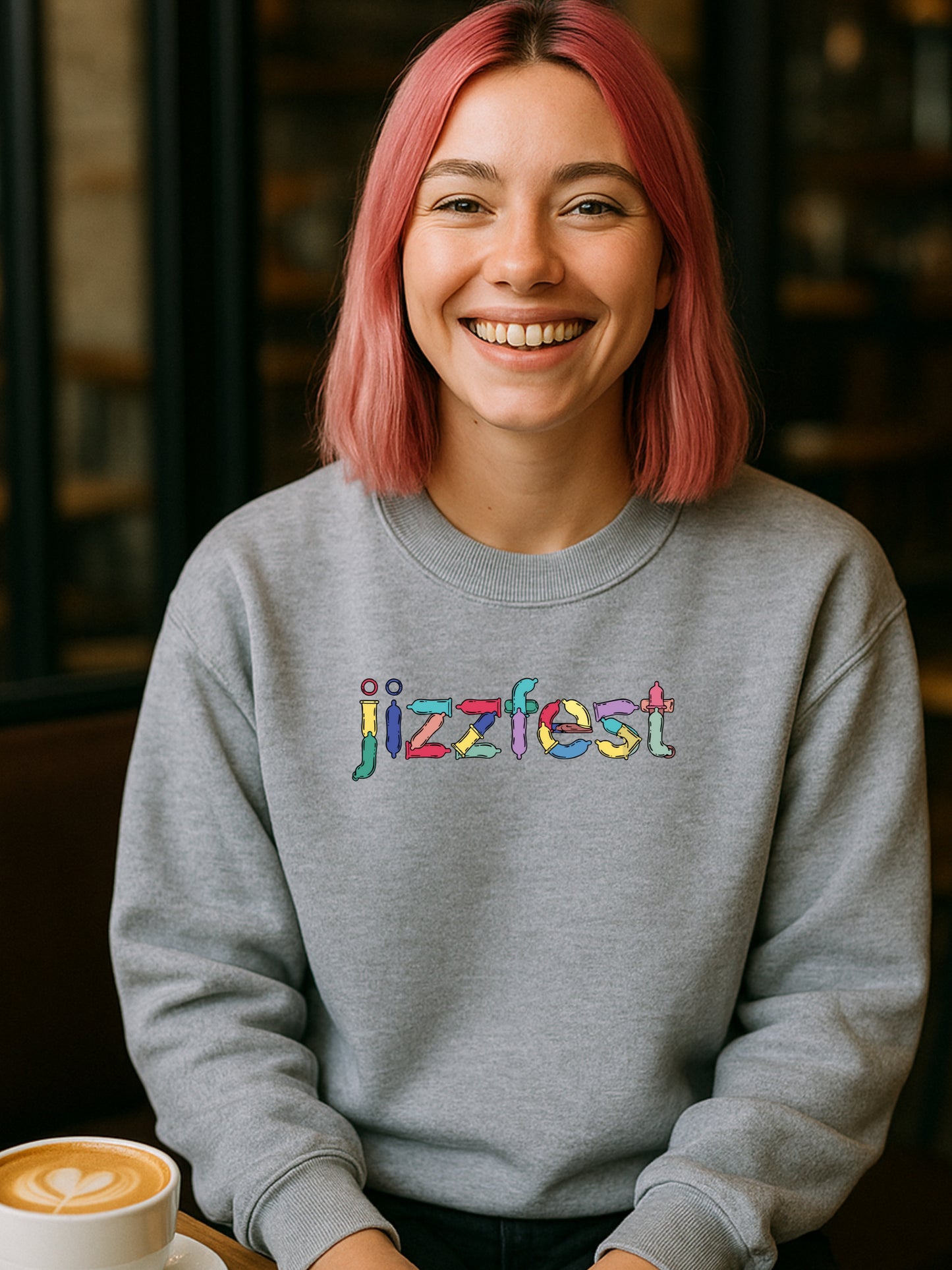 Jizzfest Sweatshirt | Condom Typography Funny Adult Party Graphic | Gildan Softstyle® 18000