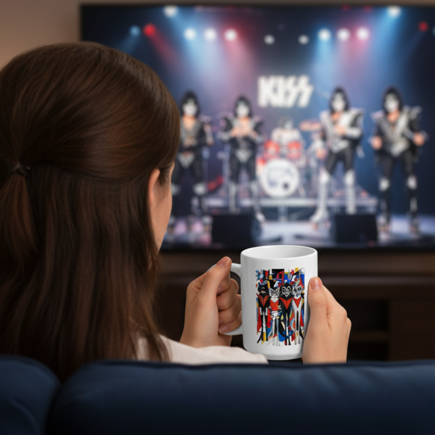 Rock Cats Mug Double Sided Coffee | Sarcastic Humor Music Art Gift Ceramic Cup