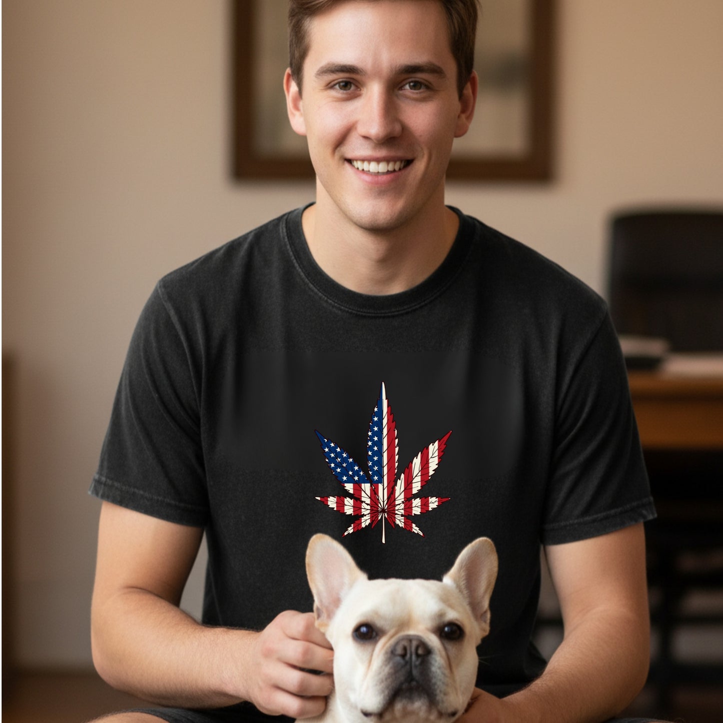American Flag Cannabis Leaf Tee | Vintage Unisex Patriotic Stoner Funny Humor Cotton T-Shirt