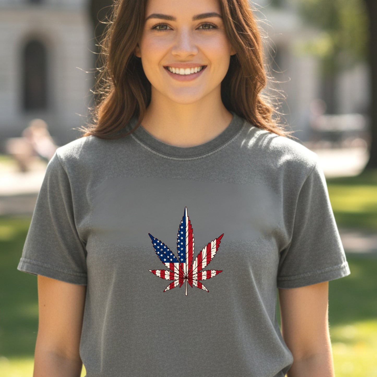 American Flag Cannabis Leaf Tee | Vintage Unisex Patriotic Stoner Funny Humor Cotton T-Shirt