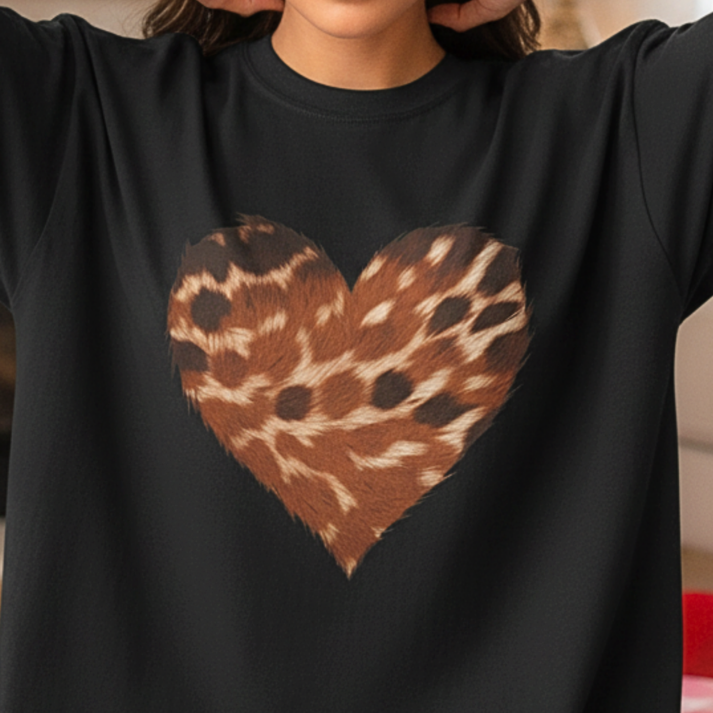 Baby Dear Heart Animal Print T-shirt | Valentine's Day Comfort Colors Dyed Cotton Tee