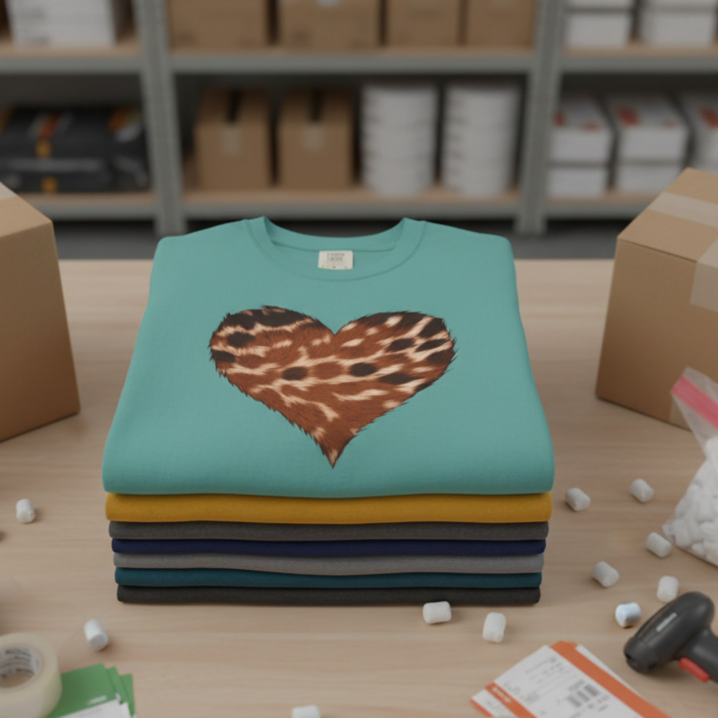 Baby Dear Heart Animal Print T-shirt | Valentine's Day Comfort Colors Dyed Cotton Tee