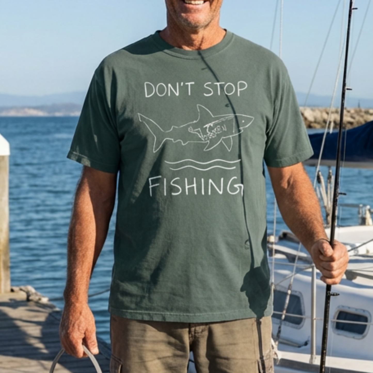 Funny Fishing Shirt Shark Skeleton Fisherman Gift Angler Tee Men Women