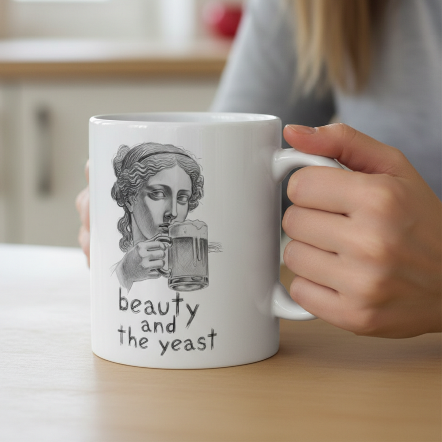 Funny Beer Mug Art Gift Dark Humor Beauty And The Yeast Coffee Cup Present