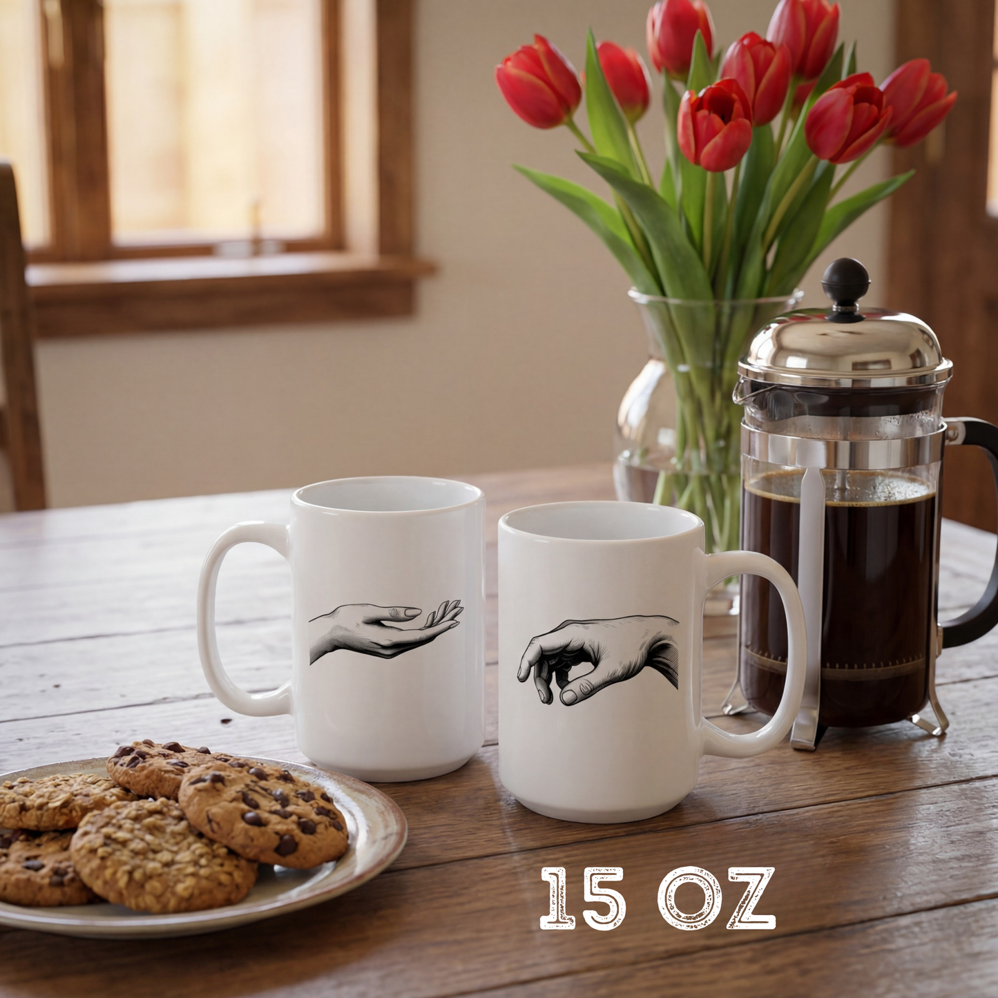 Matching Couple Mugs Set, Double-Sided, Funny Valentine Gift, His Hers, Coffee, Tea | Design #1