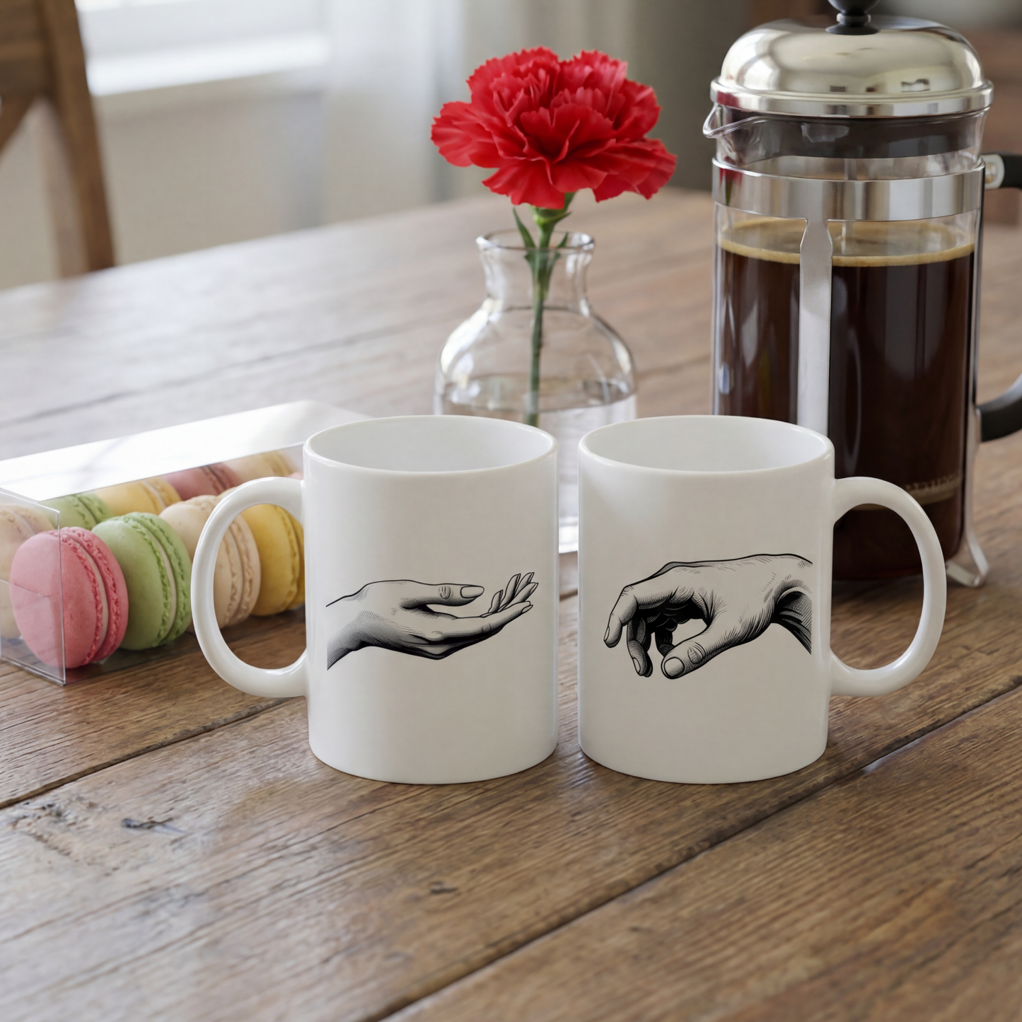 Matching Couple Mugs Set, Double-Sided, Funny Valentine Gift, His Hers, Coffee, Tea | Design #1