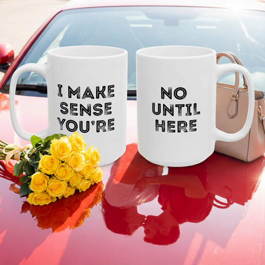 Matching Couple Mugs Set, Double-Sided, Funny Valentine Gift, His Hers, Coffee, Tea | Design #1