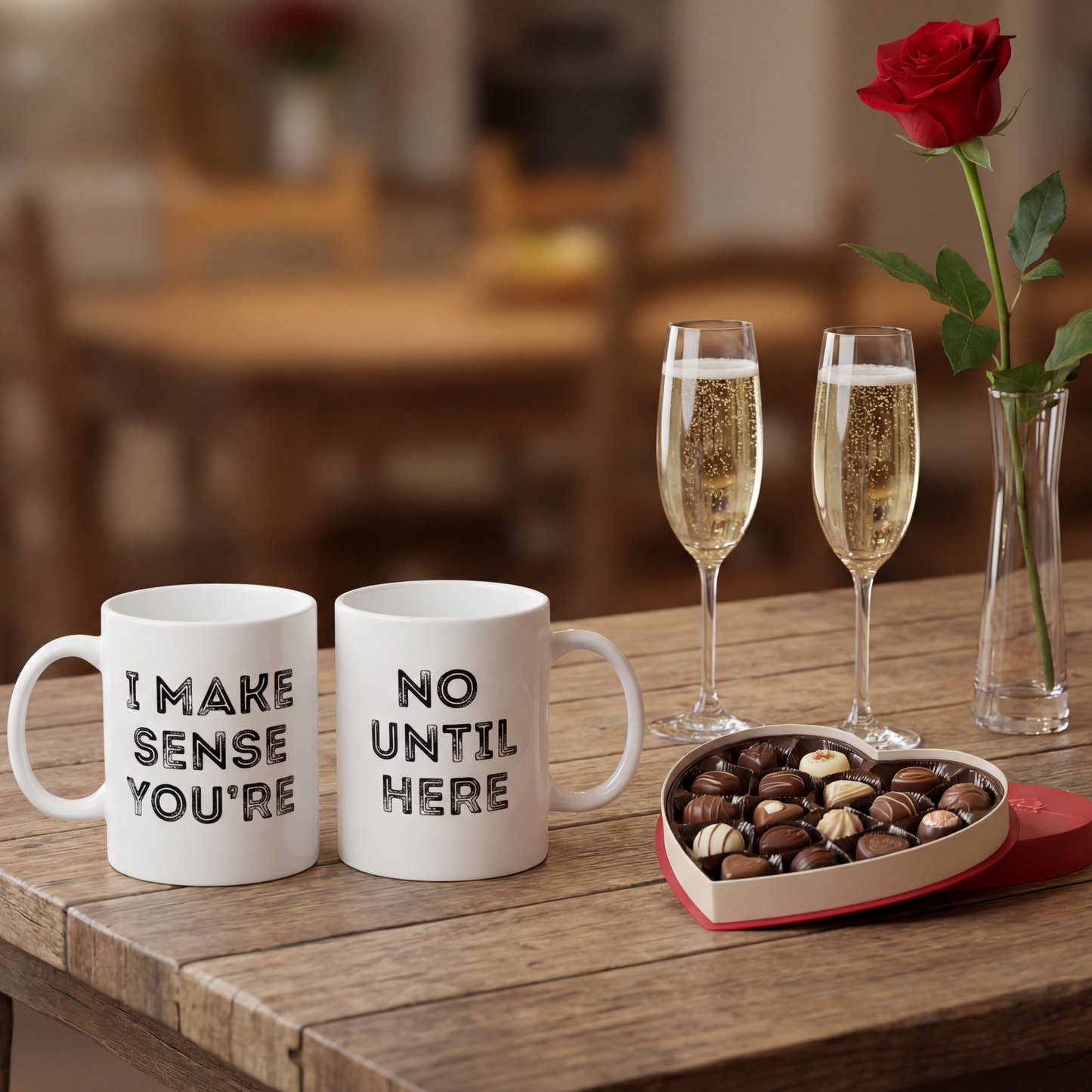 Matching Couple Mugs Set, Double-Sided, Funny Valentine Gift, His Hers, Coffee, Tea | Design #1