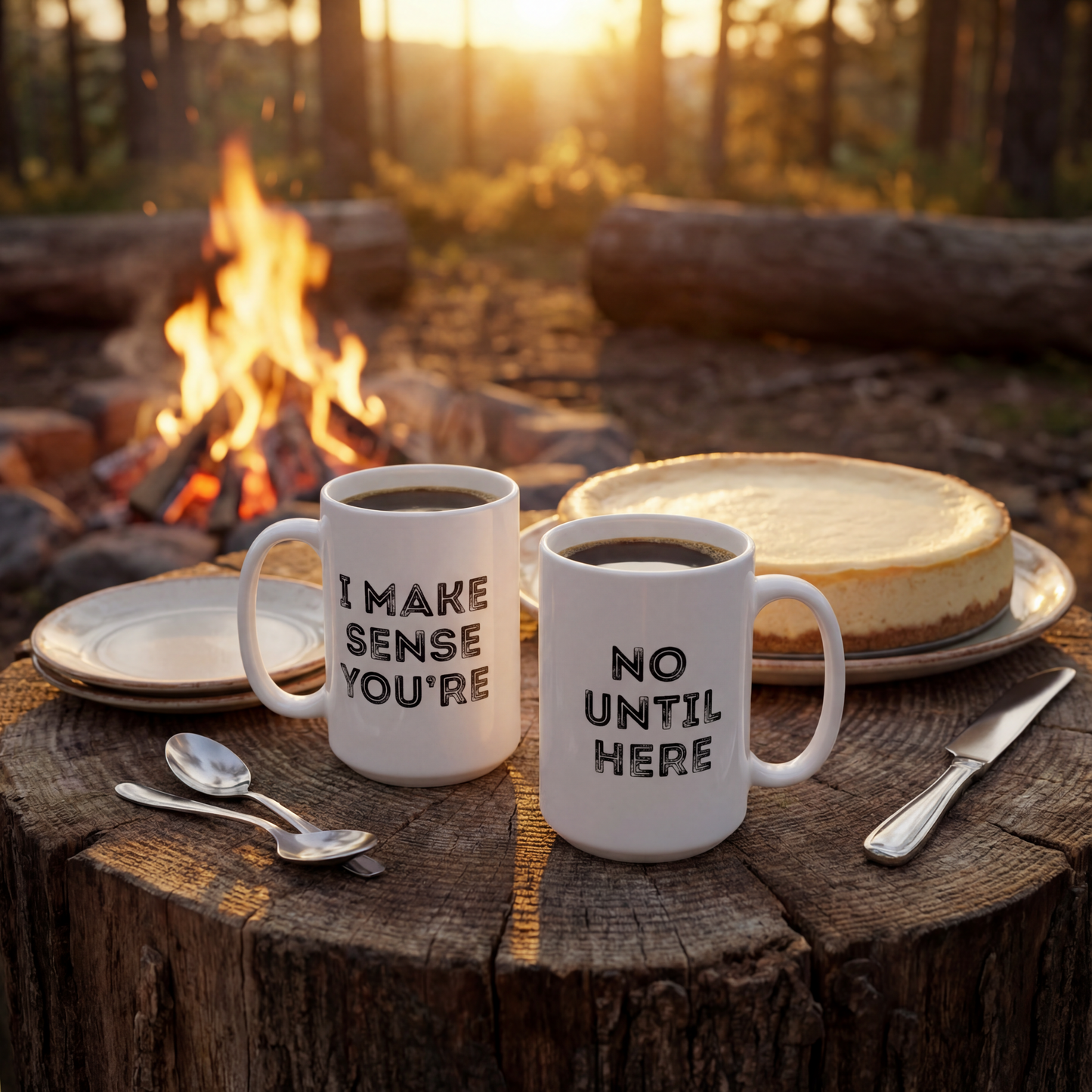 Matching Couple Mugs Set, Double-Sided, Funny Valentine Gift, His Hers, Coffee, Tea | Design #1