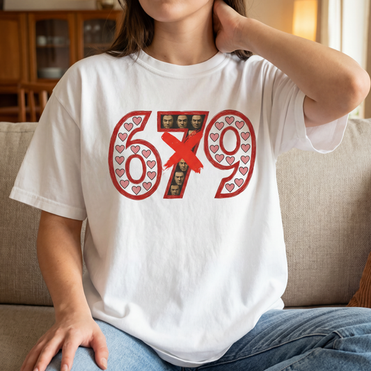 67 Valentine Sarcasm T-Shirt Funny Anti-Romantic Number Design | Unisex Garment-Dyed Tee