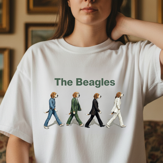The Beagles T-Shirt Dog Beatles Parody Abbey Road Beagle Unisex Garment-Dyed Tee