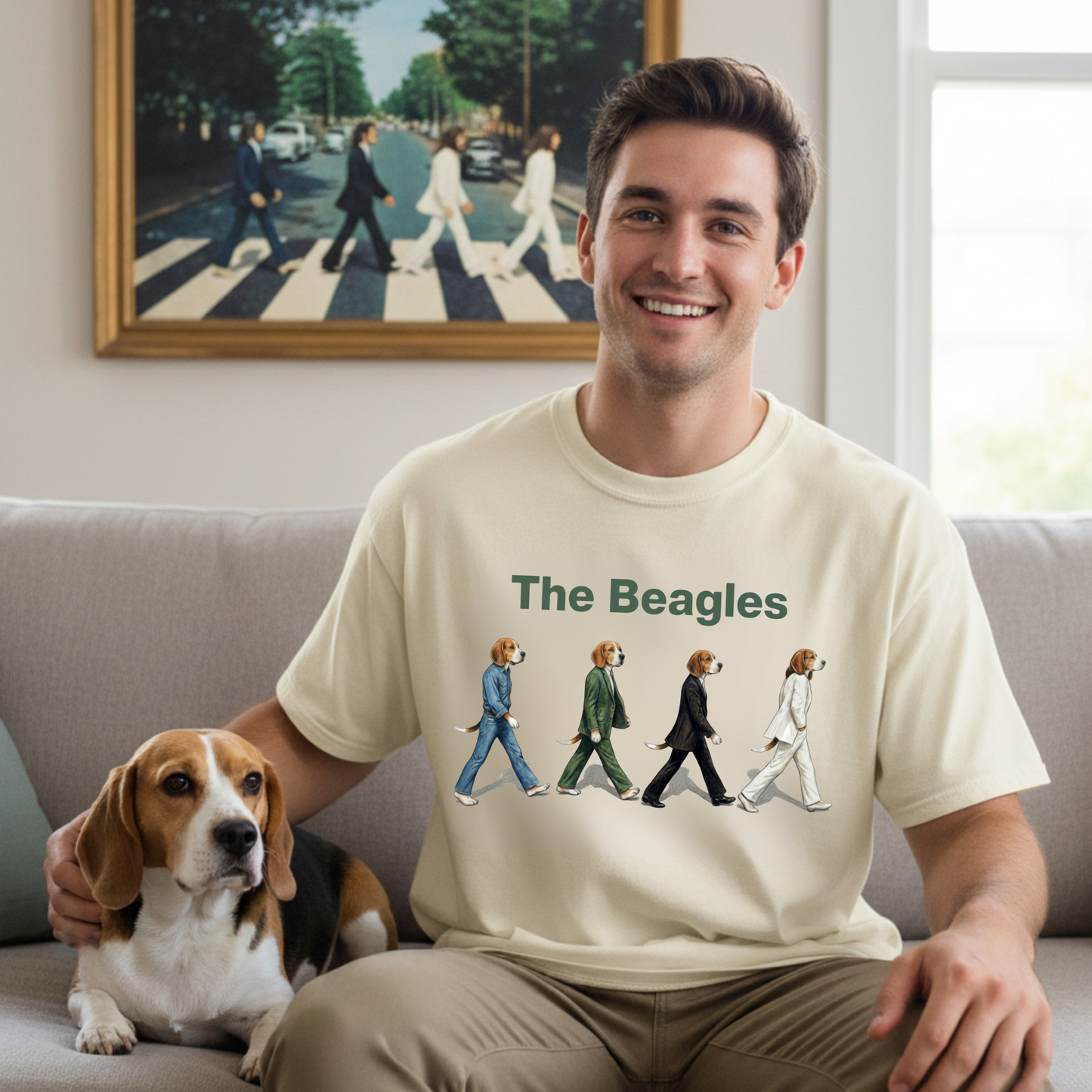 The Beagles T-Shirt Dog Beatles Parody Abbey Road Beagle Unisex Garment-Dyed Tee