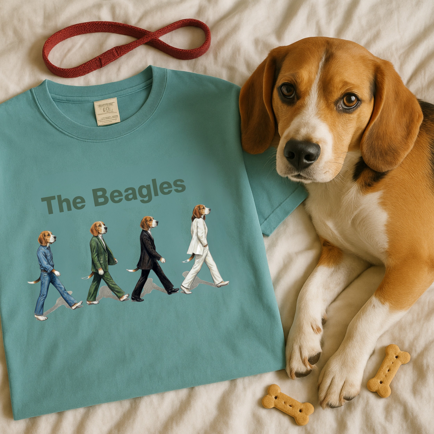 The Beagles T-Shirt Dog Beatles Parody Abbey Road Beagle Unisex Garment-Dyed Tee