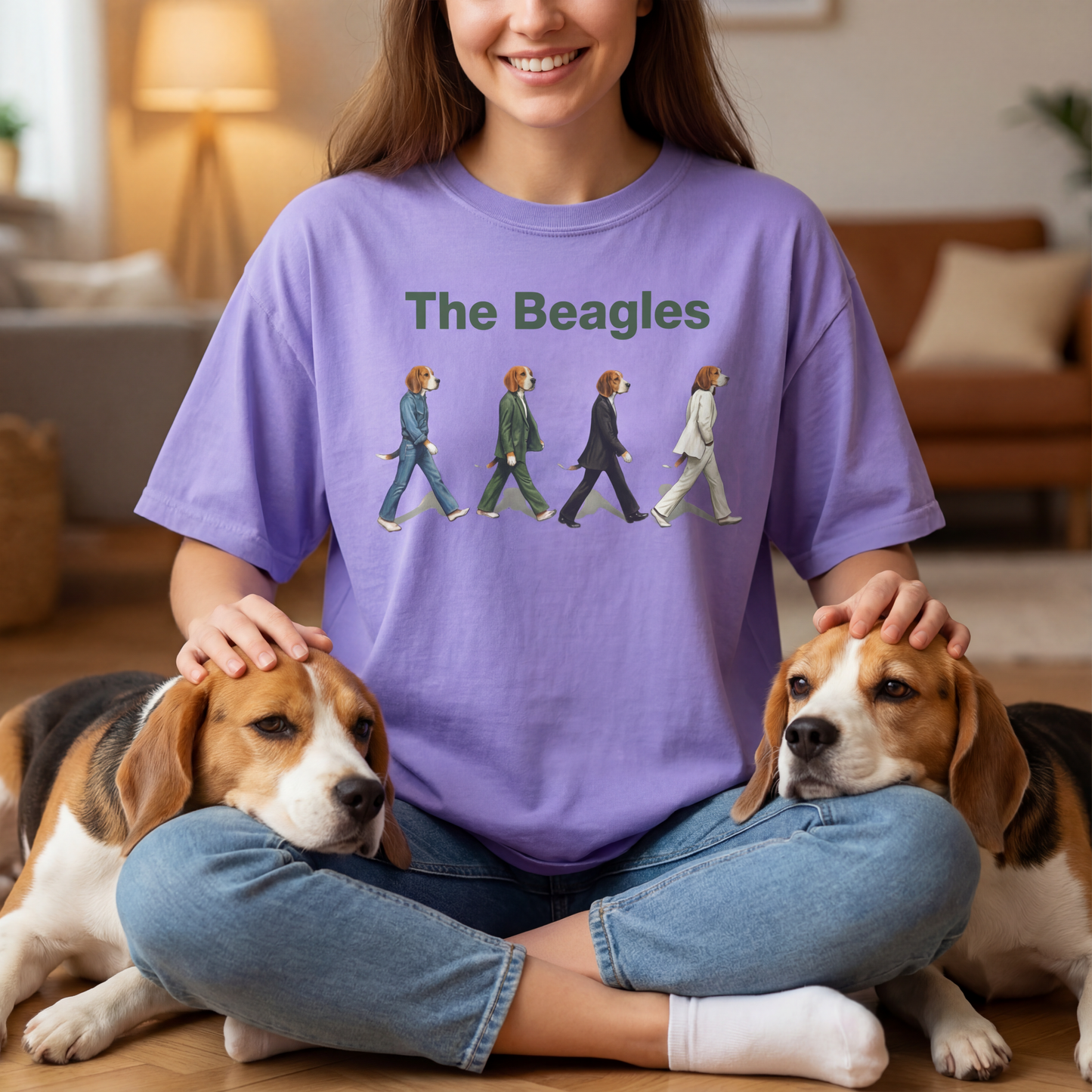 The Beagles T-Shirt Dog Beatles Parody Abbey Road Beagle Unisex Garment-Dyed Tee