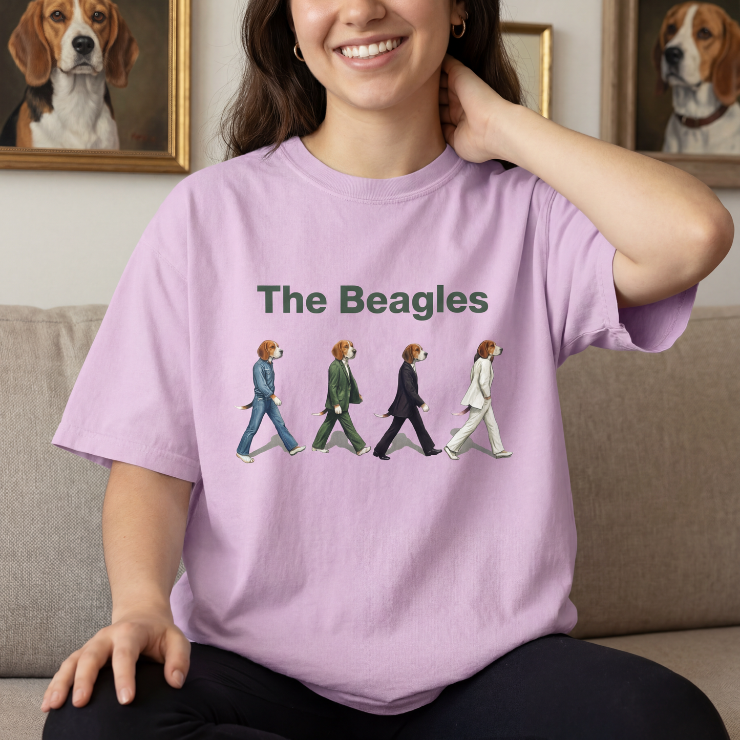 The Beagles T-Shirt Dog Beatles Parody Abbey Road Beagle Unisex Garment-Dyed Tee
