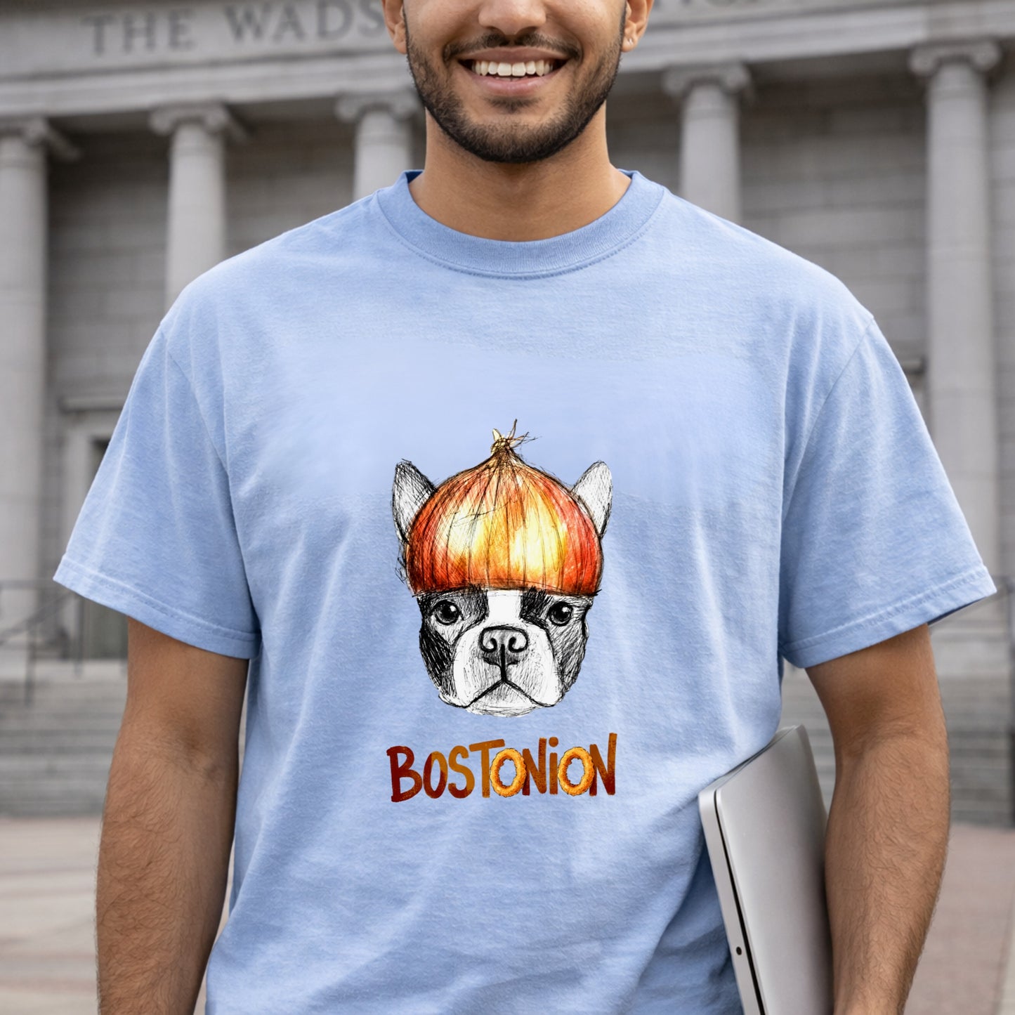 Boston Terrier Tee  Dog Gift Funny BostOniOn Cotton Garment-Dyed T-Shirt