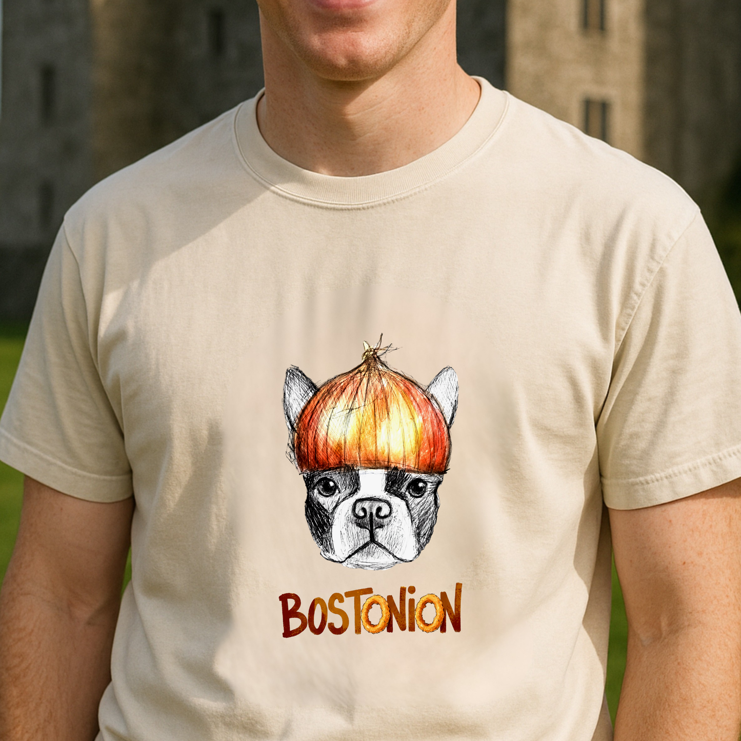 Boston Terrier Tee  Dog Gift Funny BostOniOn Cotton Garment-Dyed T-Shirt