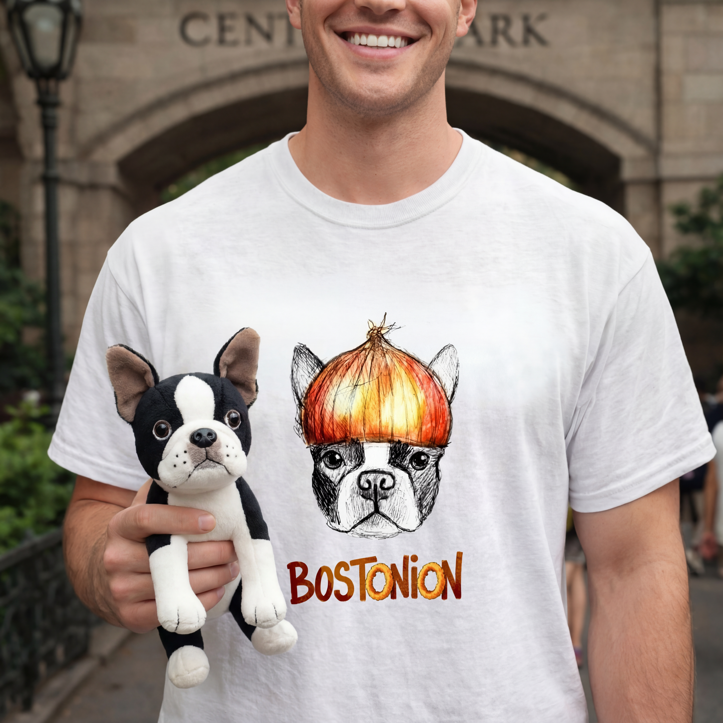 Boston Terrier Tee  Dog Gift Funny BostOniOn Cotton Garment-Dyed T-Shirt