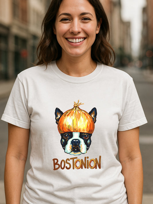 Boston Terrier Shirt Bostonian Dog Gift Funny Pet Art Cotton Dyed Tee