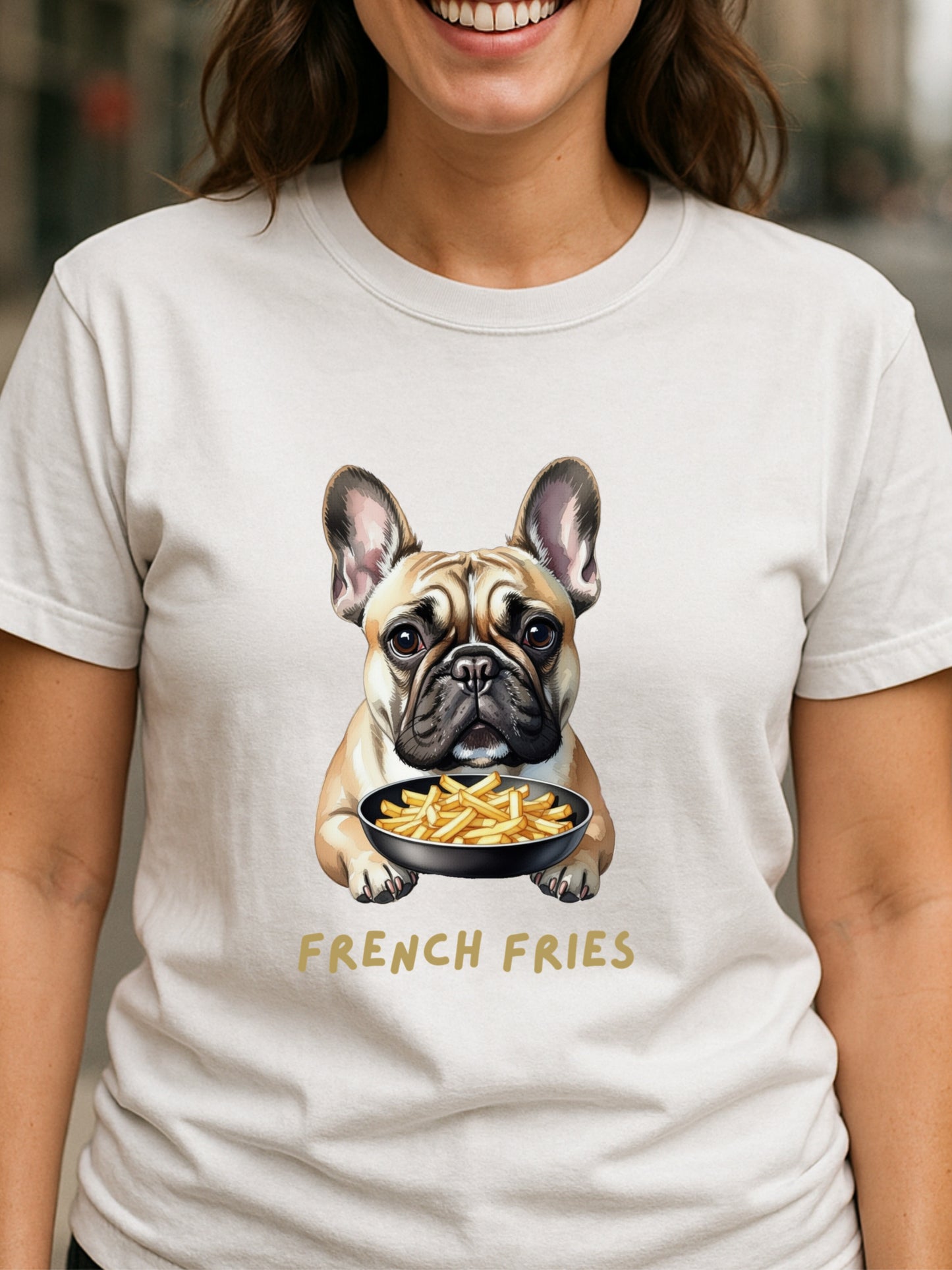 French Fries Bulldog T-Shirt Funny Dog Food Pun Gift Comfort Colors 1717 Garment-Dyed Tee