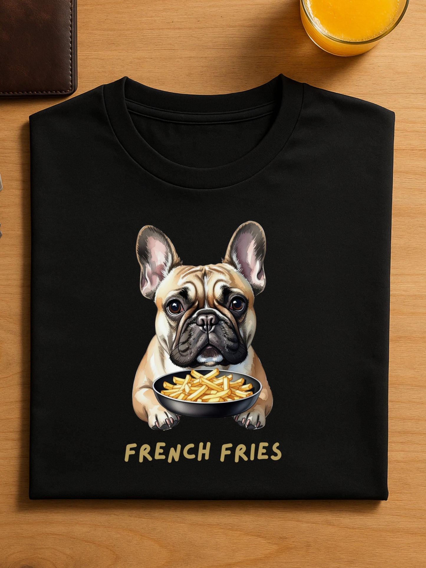 French Fries Bulldog T-Shirt Funny Dog Food Pun Gift Comfort Colors 1717 Garment-Dyed Tee