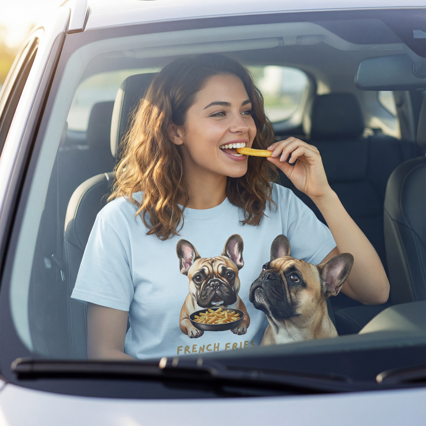 French Fries Bulldog T-Shirt Funny Dog Food Pun Gift Comfort Colors 1717 Garment-Dyed Tee