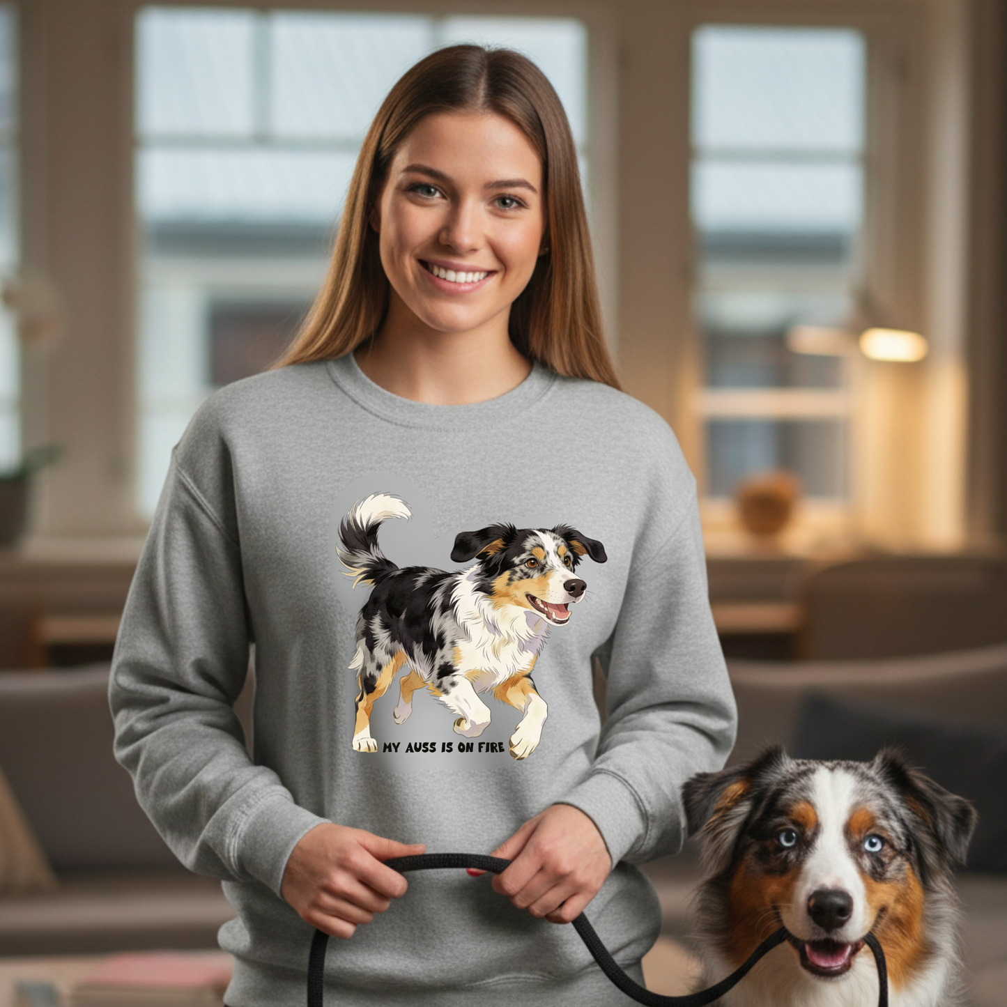 Australian Shepherd Sweatshirt | My Auss Is On Fire | Funny Dog Mom Gift