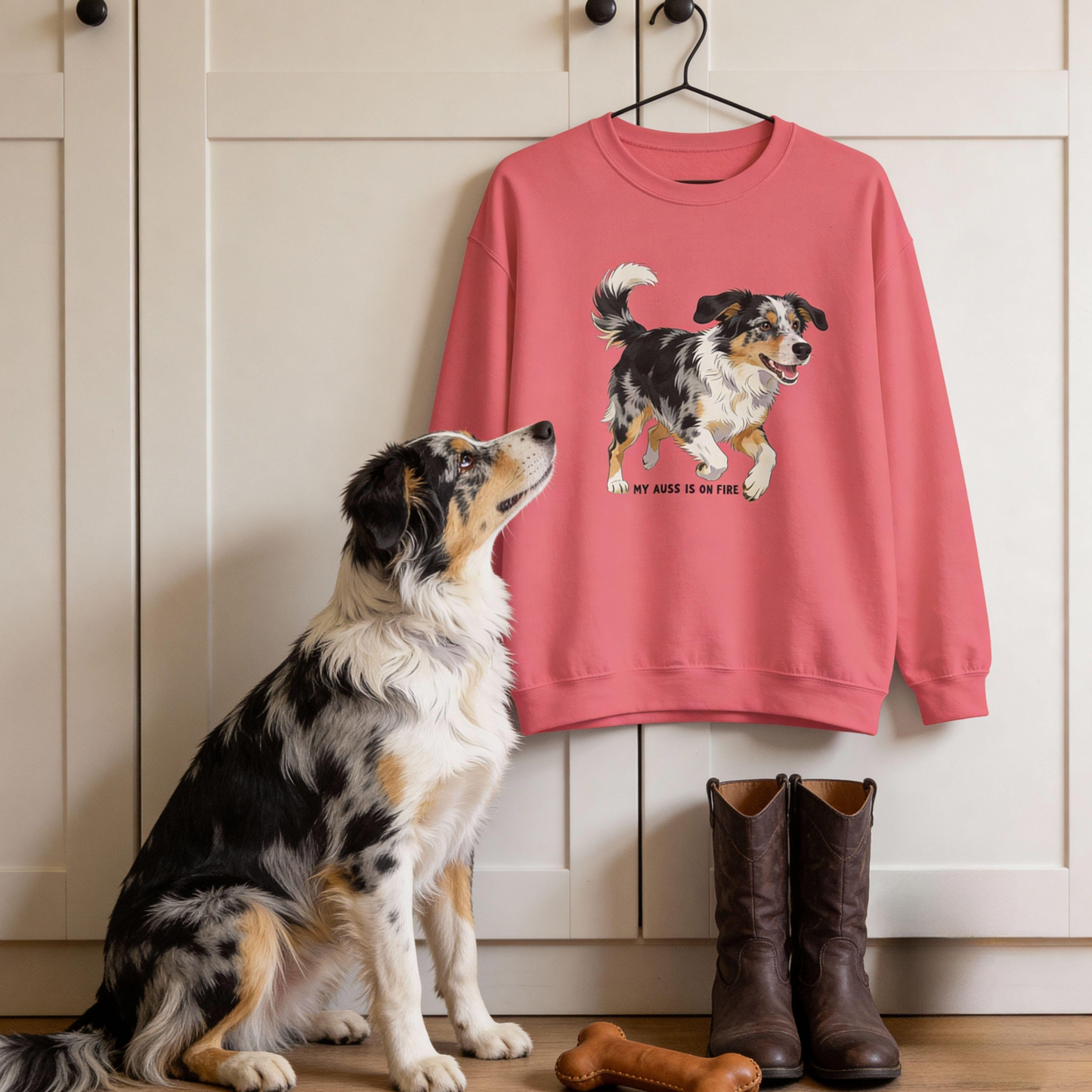 Australian Shepherd Sweatshirt | My Auss Is On Fire | Funny Dog Mom Gift