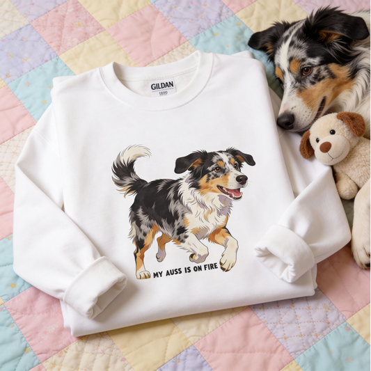 Australian Shepherd Sweatshirt | My Auss Is On Fire | Funny Dog Mom Gift