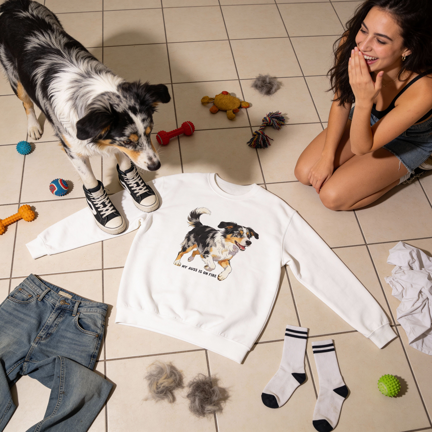 Australian Shepherd Sweatshirt | My Auss Is On Fire | Funny Dog Mom Gift
