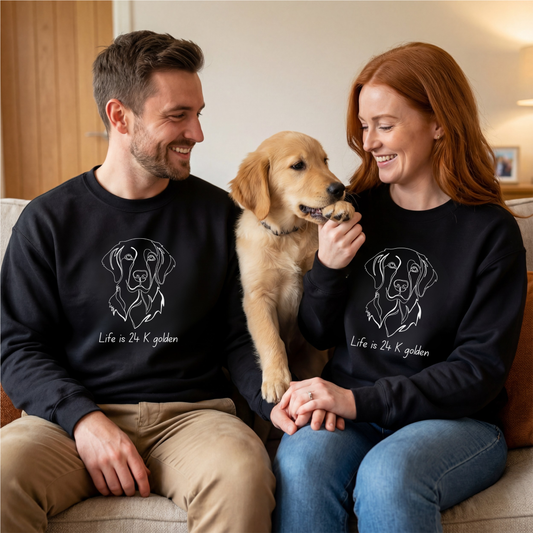 Golden Retriever Sweatshirt| Dog Lover Pullover | Dog's Mom Shirt | Life is 24K Golden Crewneck