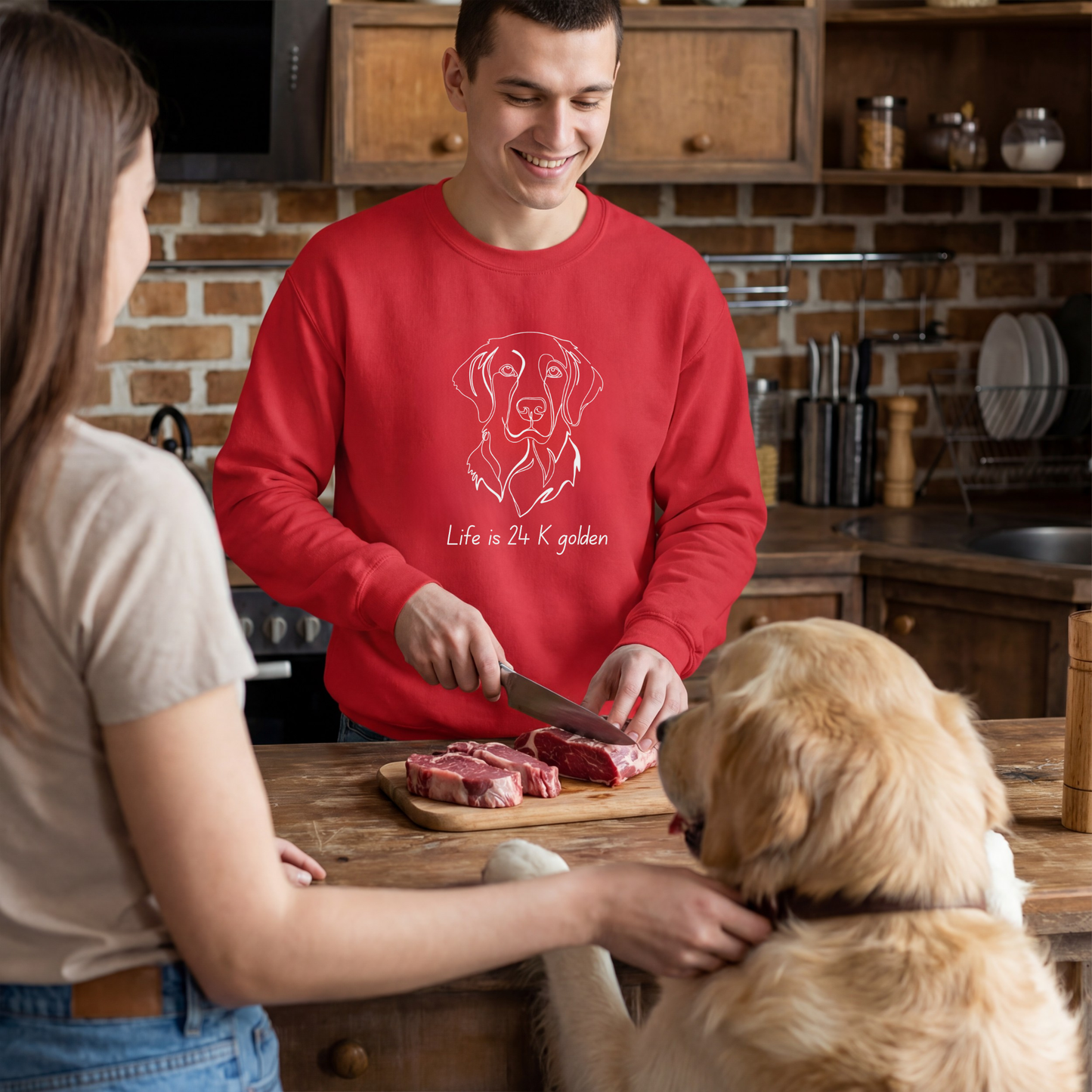 Golden Retriever Sweatshirt| Dog Lover Pullover | Dog's Mom Shirt | Life is 24K Golden Crewneck