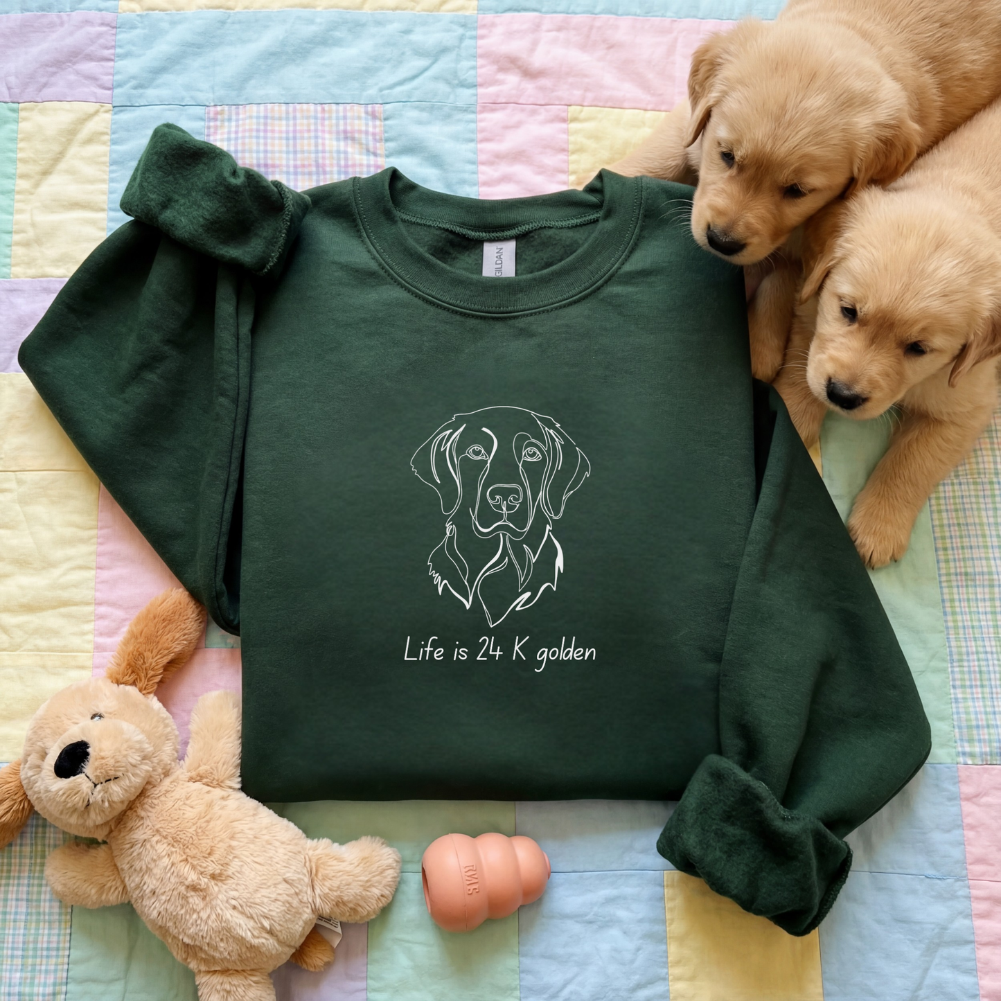 Golden Retriever Sweatshirt| Dog Lover Pullover | Dog's Mom Shirt | Life is 24K Golden Crewneck
