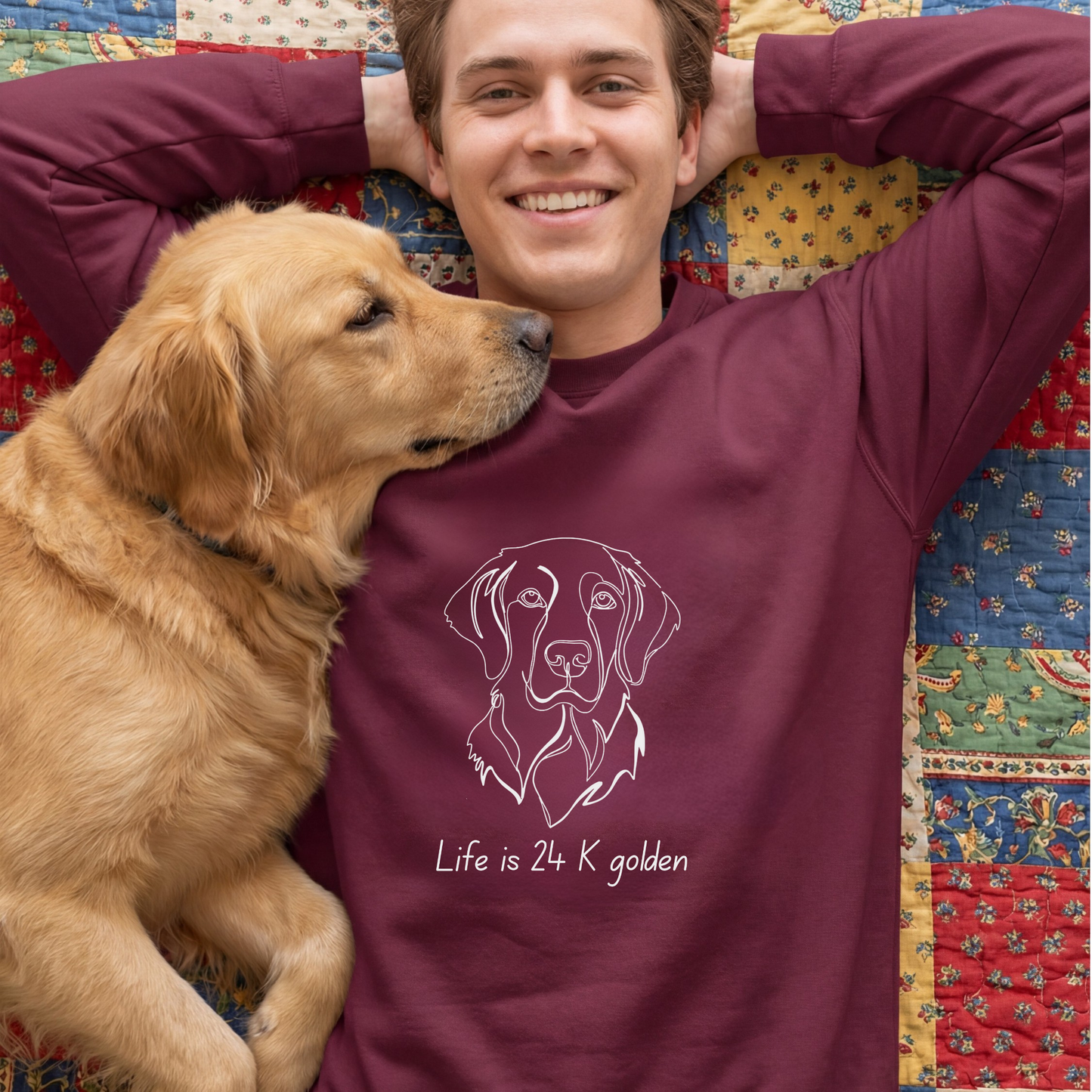 Golden Retriever Sweatshirt| Dog Lover Pullover | Dog's Mom Shirt | Life is 24K Golden Crewneck