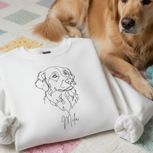 Personalized Golden Retriever Sweatshirt Custom Dog Name Line Art Gift For Pet Lovers