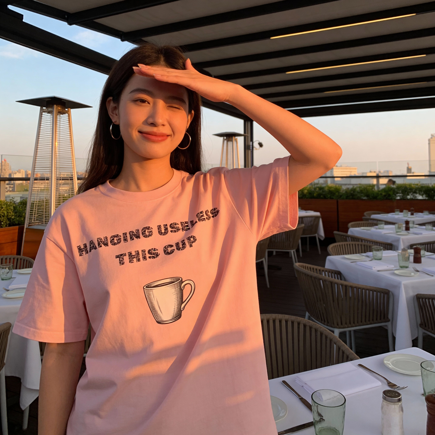 Funny Couple Shirts | Tea Bag Cup Valentine/Anniversary Matching Relationship Garment-Dyed T-shirt #2 of 2 For Her