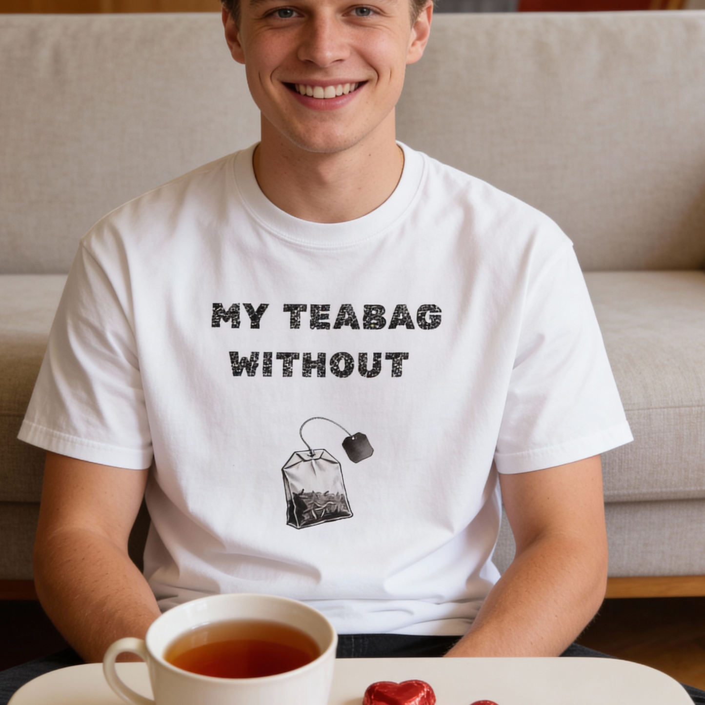 Funny Couple Shirts | Tea Bag Cup Valentine/Anniversary Matching Relationship Garment-Dyed T-shirt #1 of 2 For Him