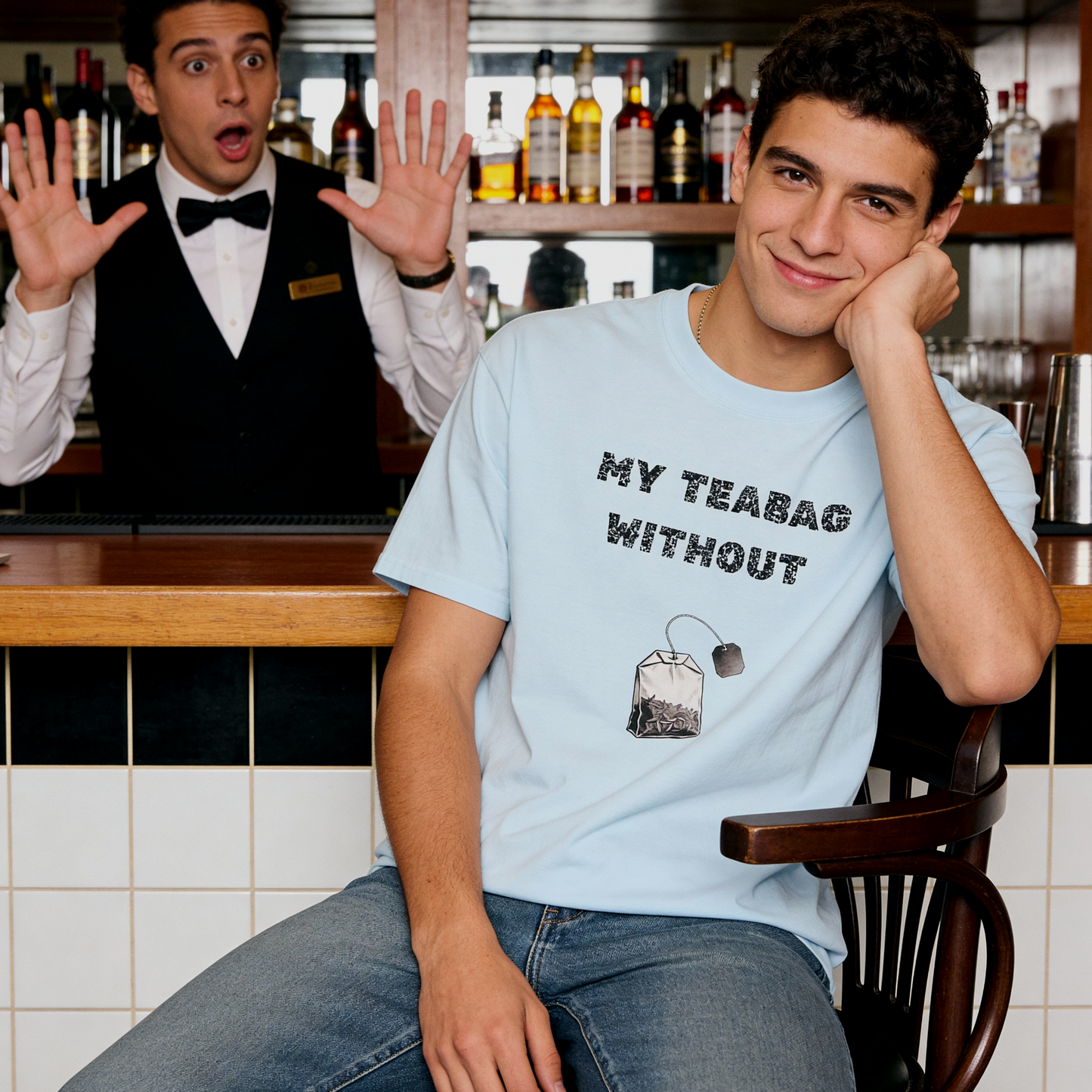 Funny Couple Shirts | Tea Bag Cup Valentine/Anniversary Matching Relationship Garment-Dyed T-shirt #1 of 2 For Him