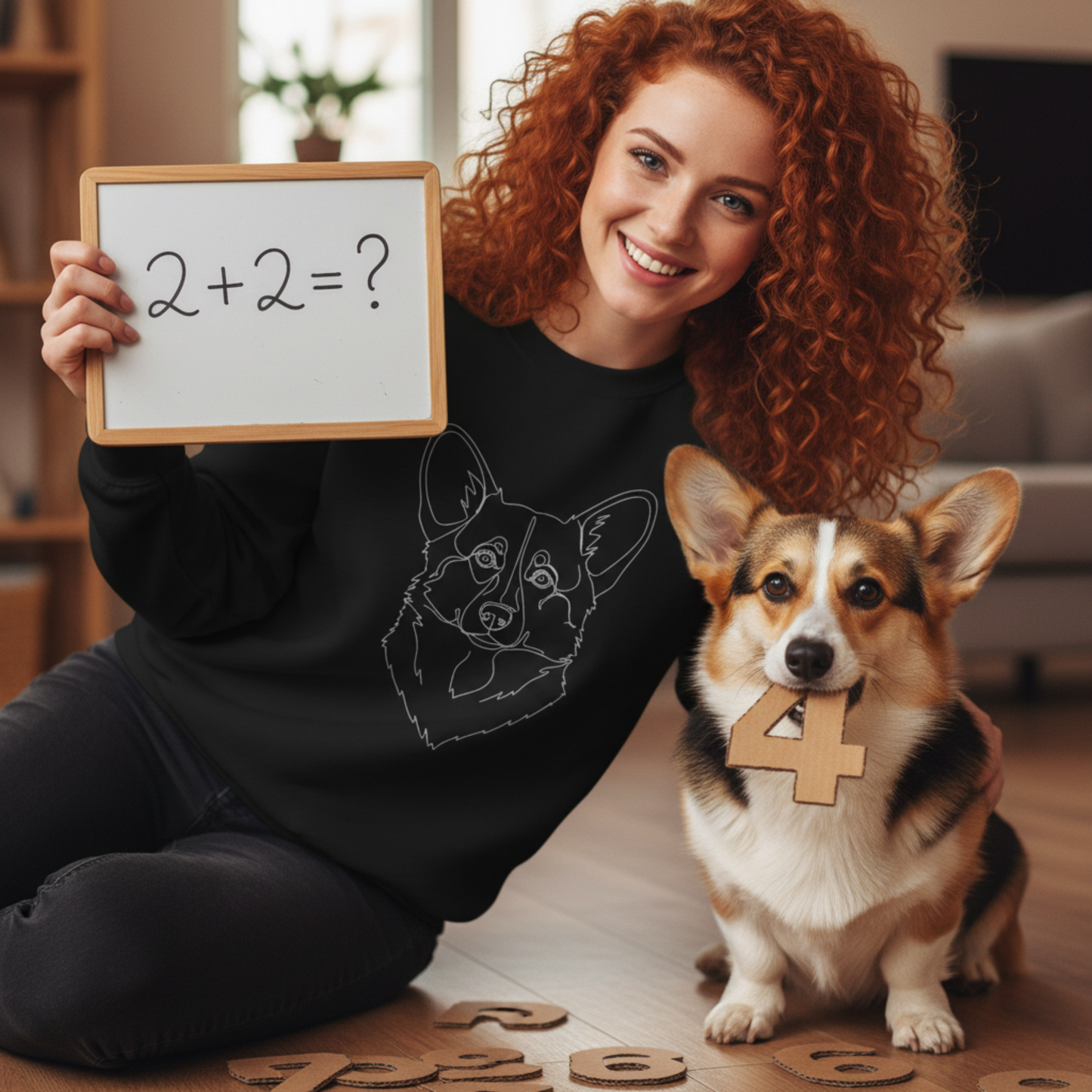 Corgi Sweatshirt | Line Art t Minimal Dog Portrait Gift For Corgis Lovers Unisex Pullover