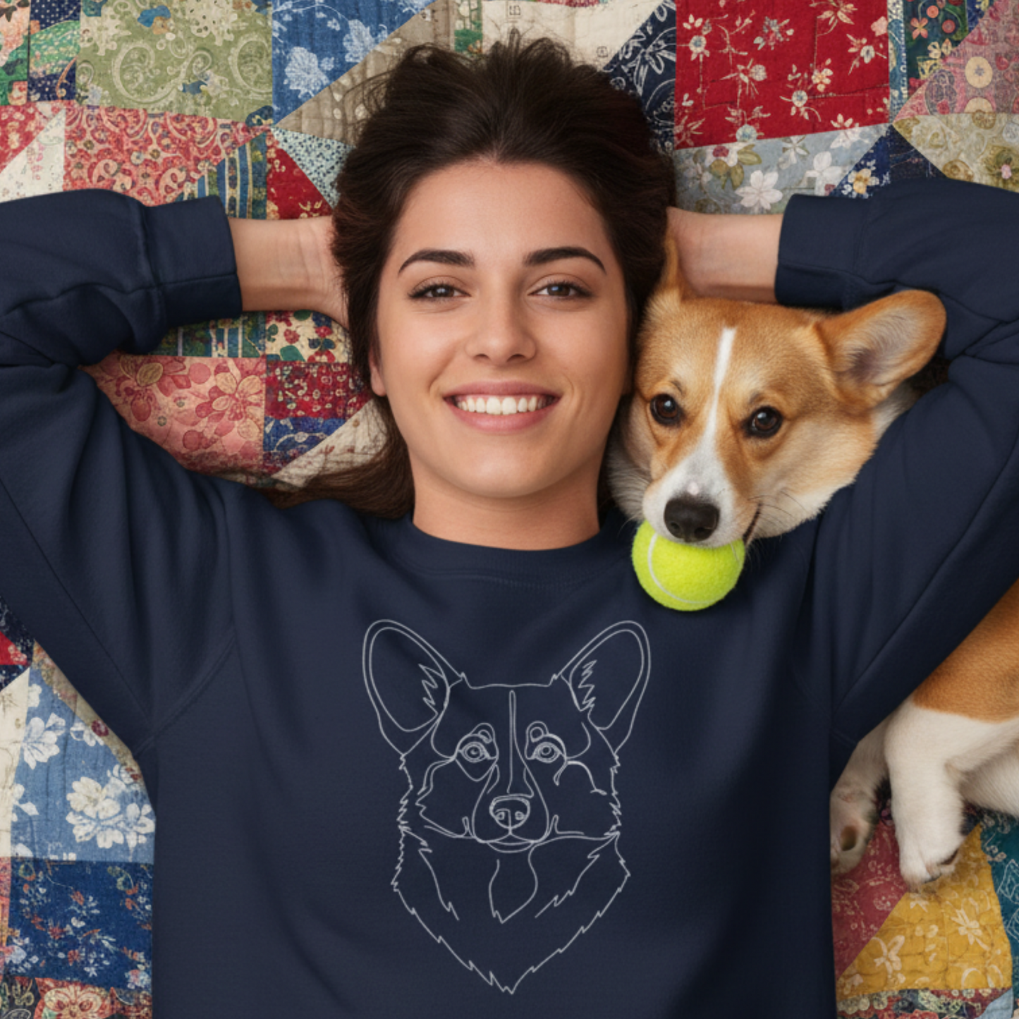 Corgi Sweatshirt | Line Art t Minimal Dog Portrait Gift For Corgis Lovers Unisex Pullover