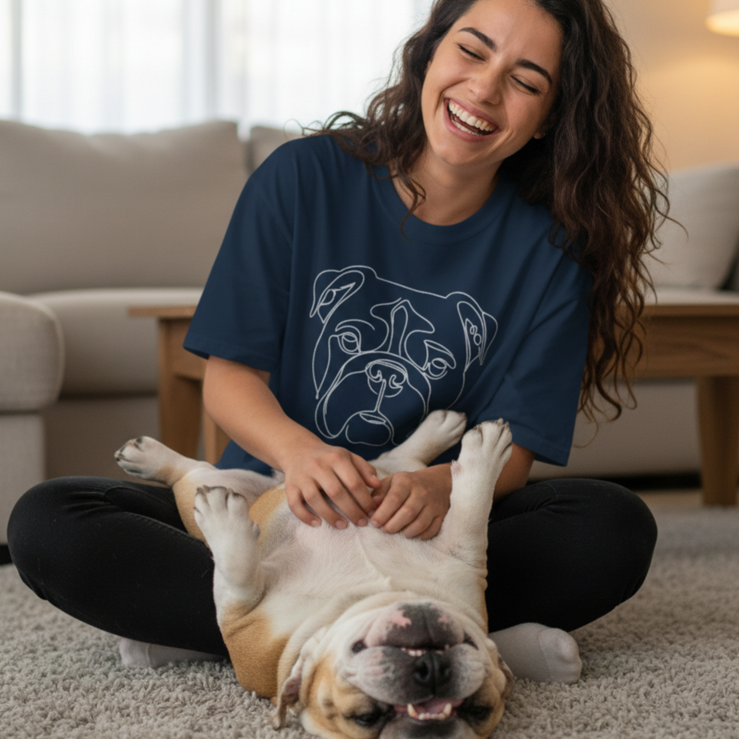 English Bulldog Line Art Shirt Minimal Dog Portrait  Graphic Garment-Dyed Tee
