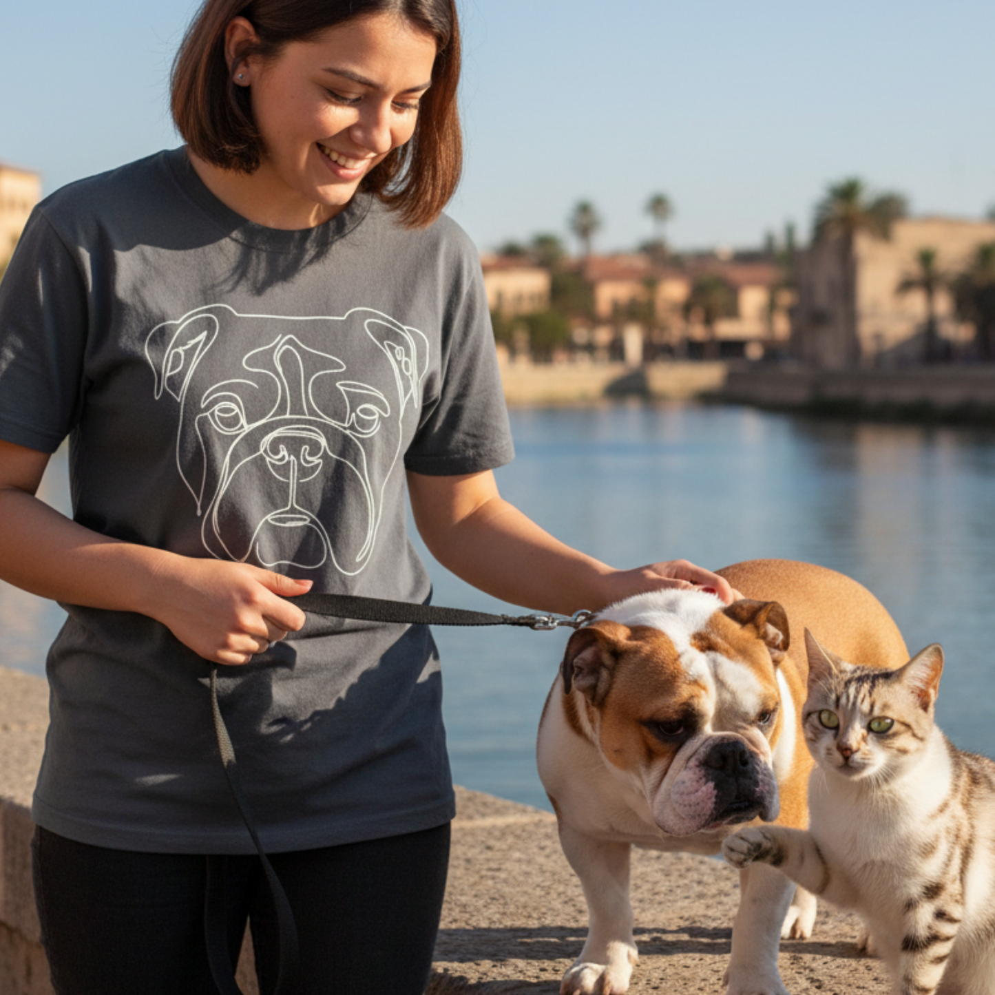 English Bulldog Line Art Shirt Minimal Dog Portrait  Graphic Garment-Dyed Tee