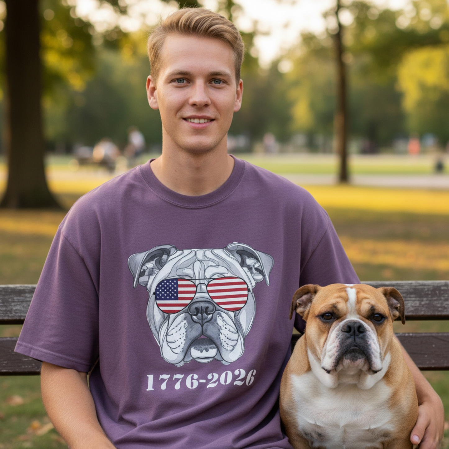 English Bulldog Patriotic Shirt 1776 2026 Semiquincentennial Anniversary Dog Tee Comfort Colors 1717
