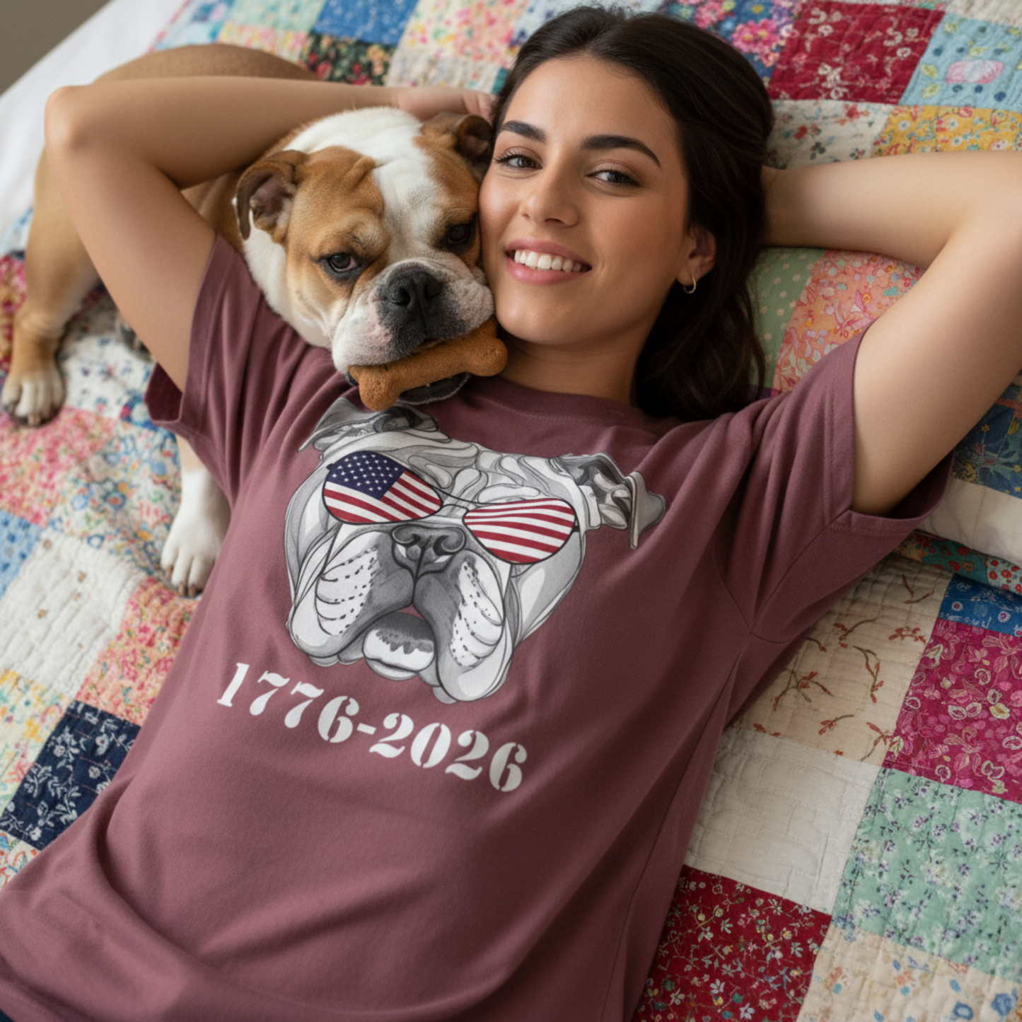 English Bulldog Patriotic Shirt 1776 2026 Semiquincentennial Anniversary Dog Tee Comfort Colors 1717