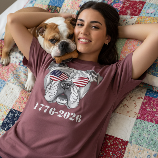 English Bulldog Patriotic Shirt 1776 2026 Semiquincentennial Anniversary Dog Tee Comfort Colors 1717