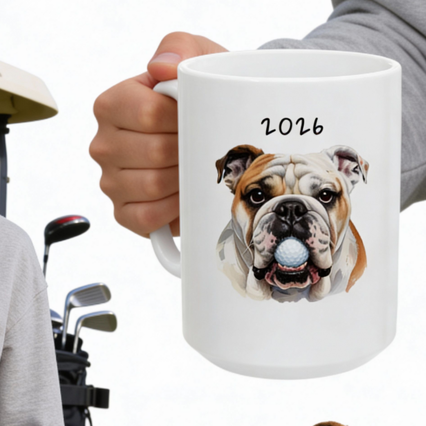 Bulldog Golf Mug Funny Dog Golfer Gift Coffee Cup Bulldog Lover