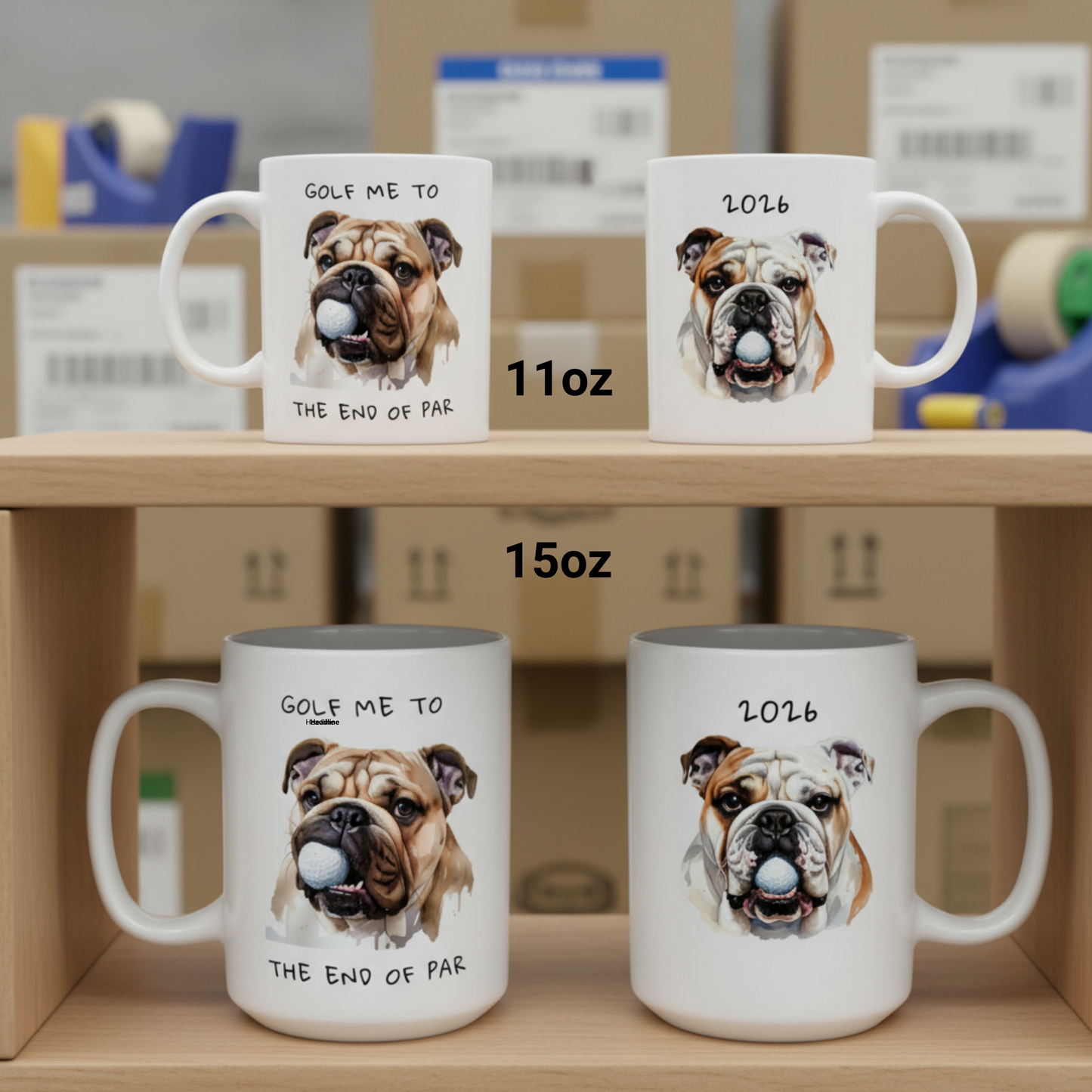 Bulldog Golf Mug Funny Dog Golfer Gift Coffee Cup Bulldog Lover