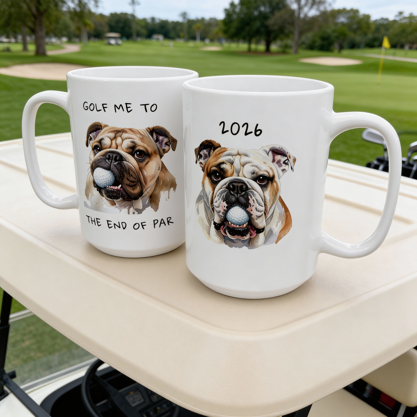 Bulldog Golf Mug Funny Dog Golfer Gift Coffee Cup Bulldog Lover