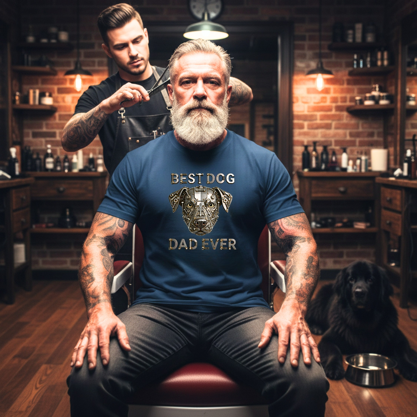 Best Dog Dad Ever Shirt, Industrial Metal Dog, Double Sided Heavyweight Garment-Dyed Tee